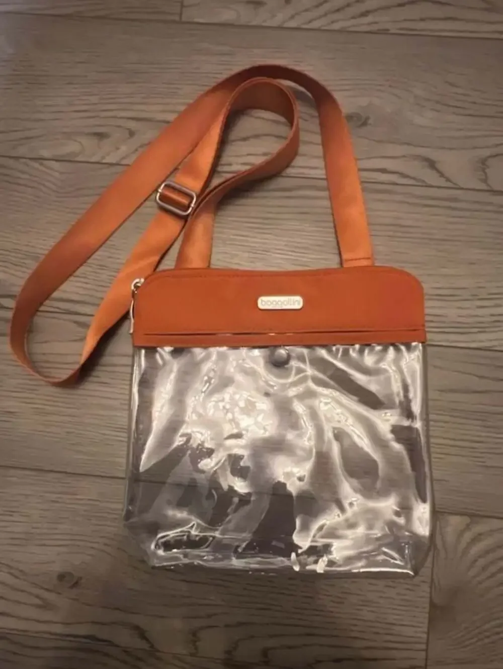 Baggallini Clear Pocket Stadium Crossbody Bag Orange